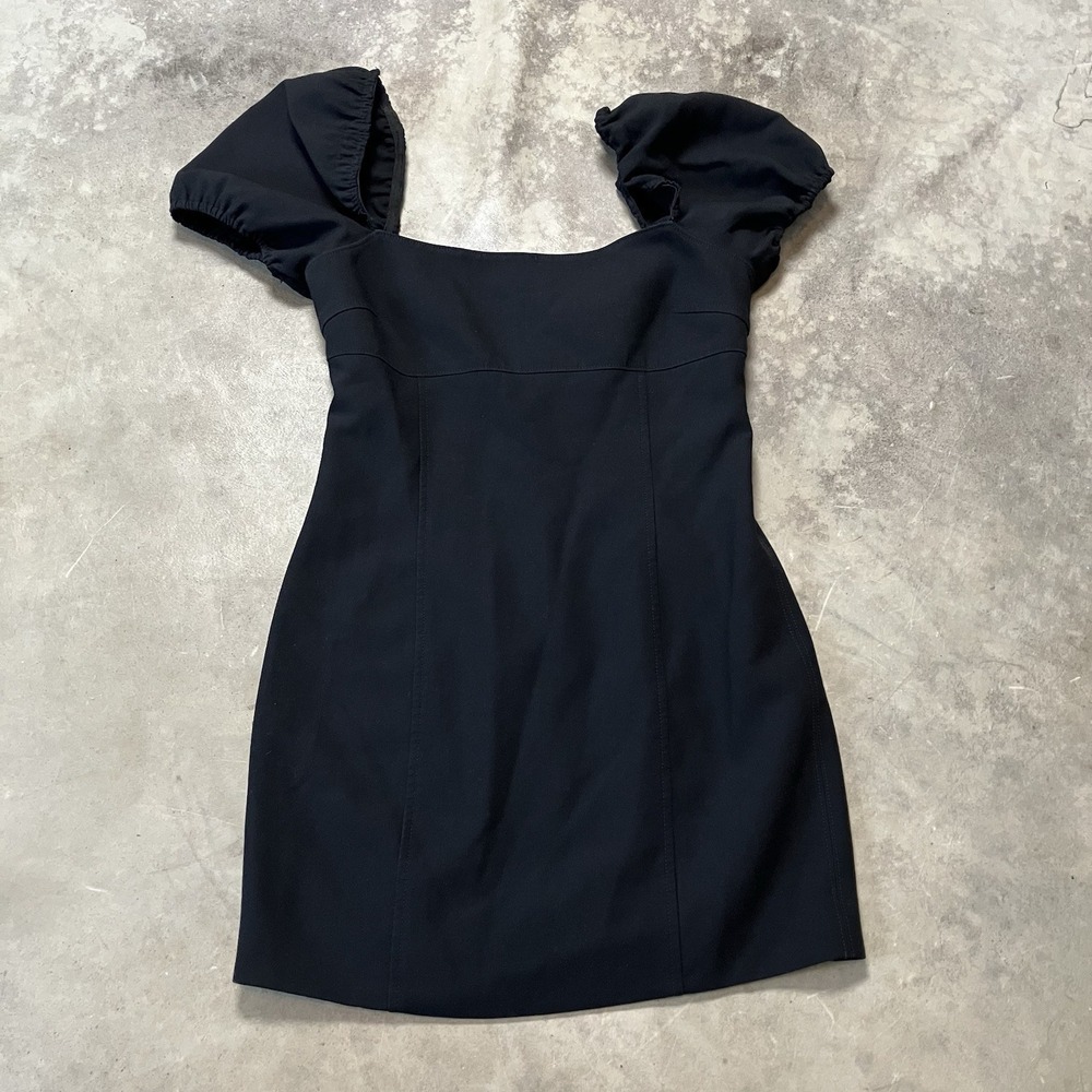 Cinq a sept Dress Womens Size 10 Black Fitted mini Chic Oversized‎ Puff Sleeve